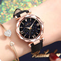 Relógio feminino pulseira strass couro a prova D'água romântico céu estrelado