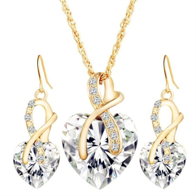 conjunto de colar de Brinco  jóias de Zircônio cristal Feminino Para Festa Formatura